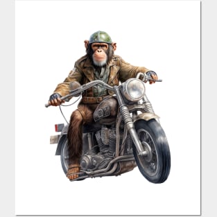 Monkey Biker Retro Motorcycle Posters and Art